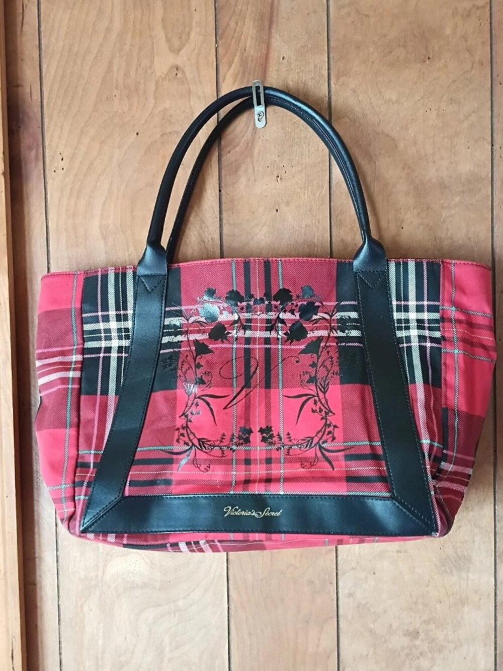 Victoria’s Secret Red Plaid Tote Bag Holiday Shopper Large
